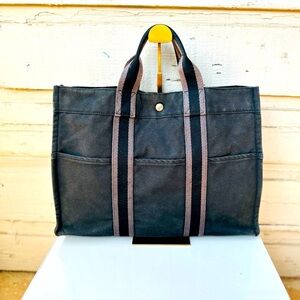 HERMES Black Tote bag. MM size with COA.